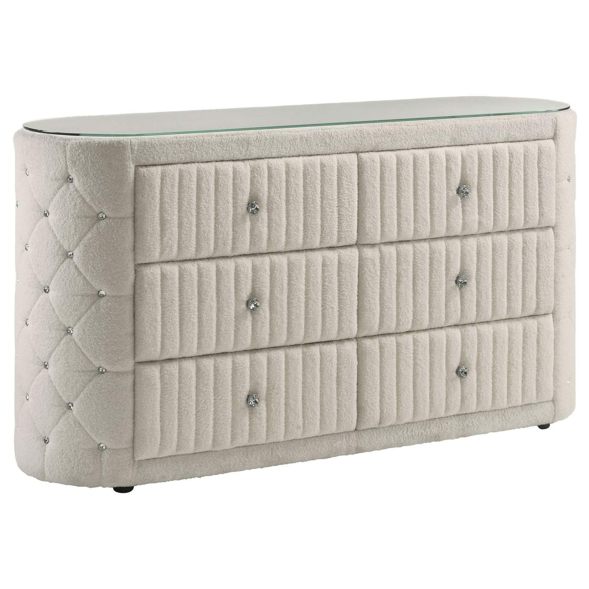 360111KE-S5 Sonya 5-piece Upholstered Eastern King Bedroom Set Ivory