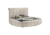 360111KE Sonya Upholstered Eastern King Round Storage Bed Ivory