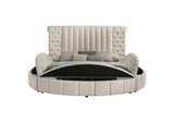360111KE Sonya Upholstered Eastern King Round Storage Bed Ivory