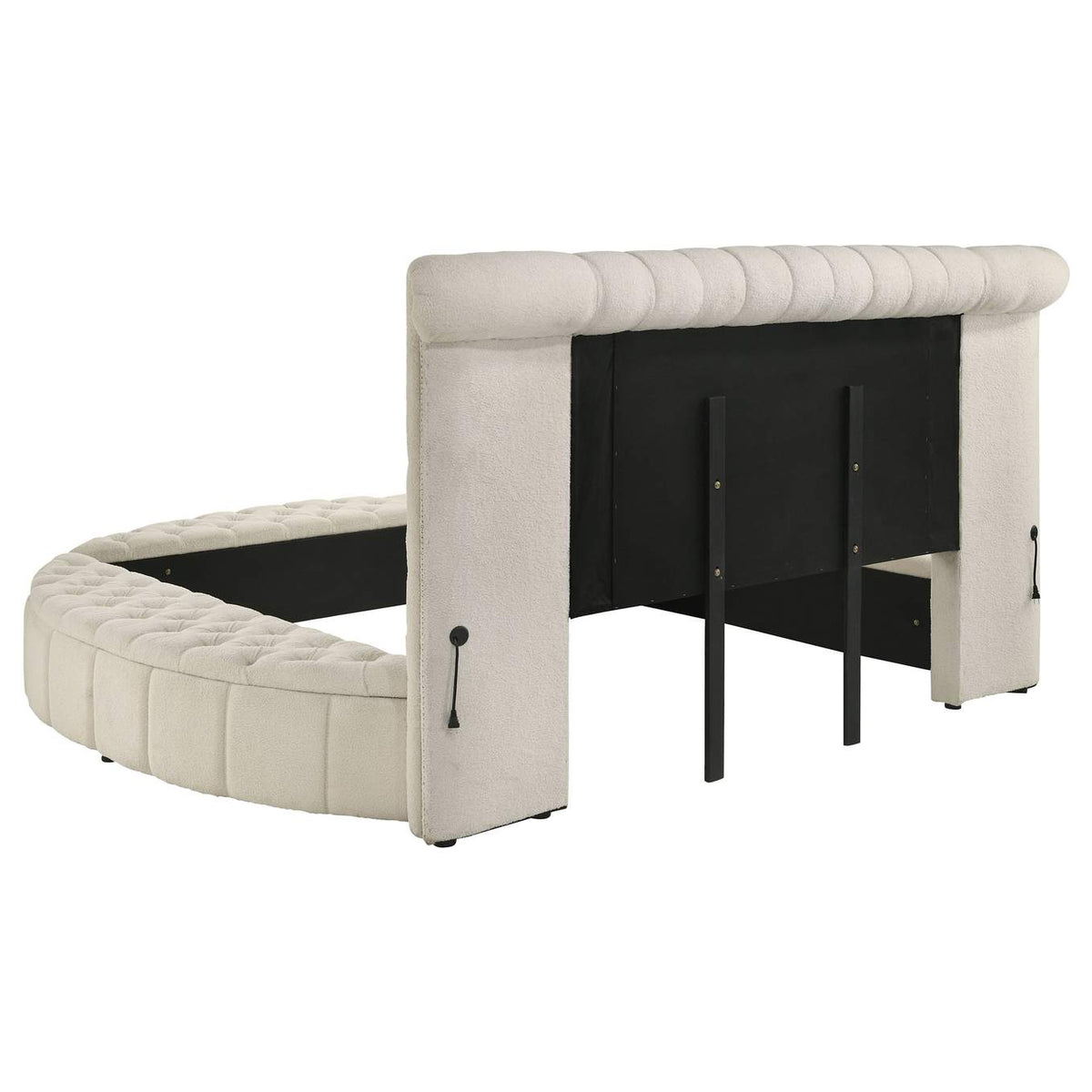 360111KE Sonya Upholstered Eastern King Round Storage Bed Ivory