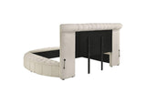360111KE Sonya Upholstered Eastern King Round Storage Bed Ivory