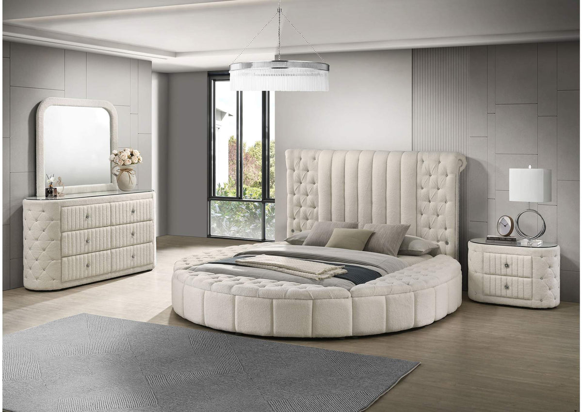 360111Q-S4 Sonya 4-piece Upholstered Queen Bedroom Set Ivory