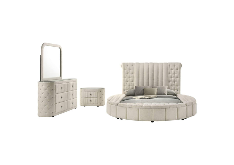 360111Q-S4 Sonya 4-piece Upholstered Queen Bedroom Set Ivory