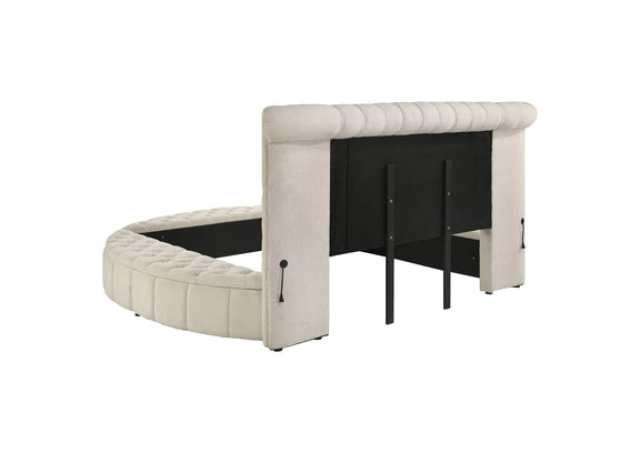 360111Q-S4 Sonya 4-piece Upholstered Queen Bedroom Set Ivory