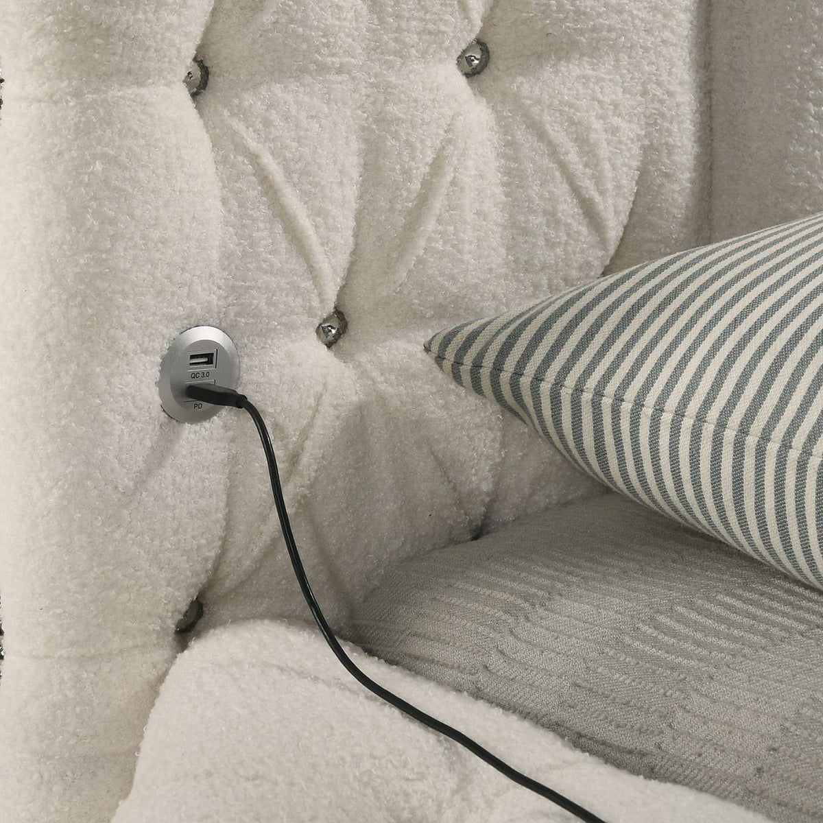 360111Q-S4 Sonya 4-piece Upholstered Queen Bedroom Set Ivory