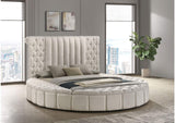 360111Q Sonya Upholstered Queen Round Storage Bed Ivory