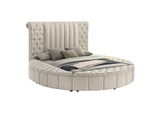 360111Q Sonya Upholstered Queen Round Storage Bed Ivory