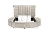 360111Q Sonya Upholstered Queen Round Storage Bed Ivory
