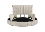 360111Q Sonya Upholstered Queen Round Storage Bed Ivory