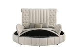 360111Q Sonya Upholstered Queen Round Storage Bed Ivory