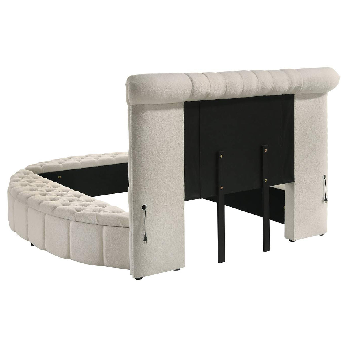 360111Q Sonya Upholstered Queen Round Storage Bed Ivory