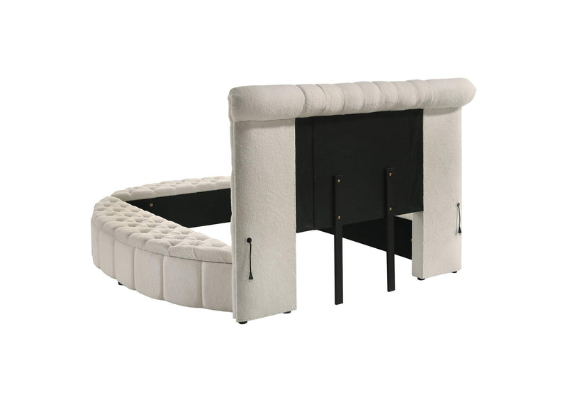 360111Q Sonya Upholstered Queen Round Storage Bed Ivory
