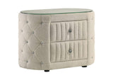 360112 Sonya 2-drawer Upholstered Nightstand Bedside Table Ivory