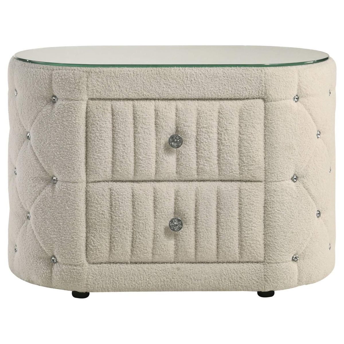 360112 Sonya 2-drawer Upholstered Nightstand Bedside Table Ivory