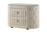 360112 Sonya 2-drawer Upholstered Nightstand Bedside Table Ivory