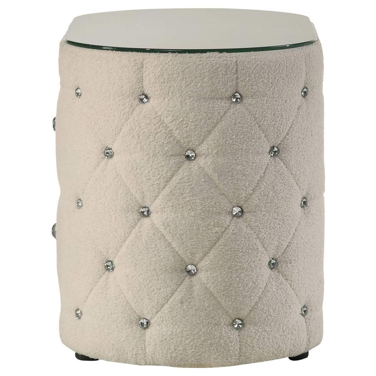 360112 Sonya 2-drawer Upholstered Nightstand Bedside Table Ivory