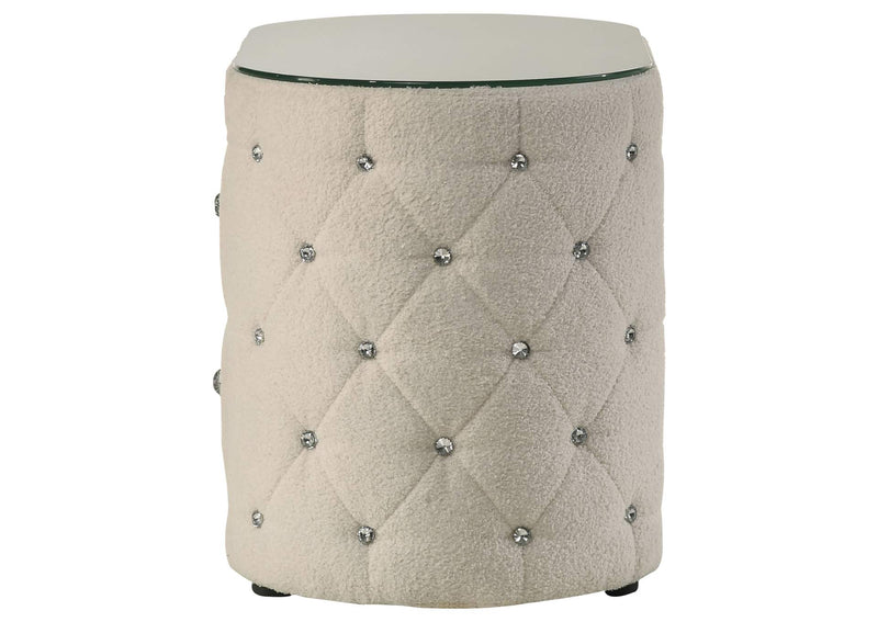 360112 Sonya 2-drawer Upholstered Nightstand Bedside Table Ivory