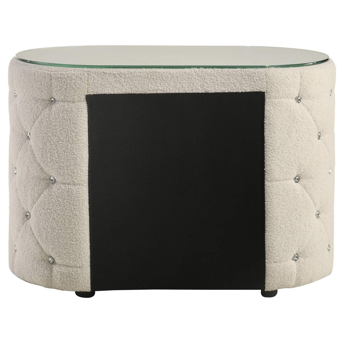 360112 Sonya 2-drawer Upholstered Nightstand Bedside Table Ivory