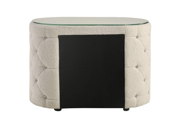 360112 Sonya 2-drawer Upholstered Nightstand Bedside Table Ivory