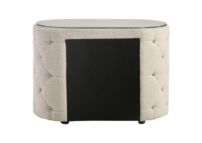 360112 Sonya 2-drawer Upholstered Nightstand Bedside Table Ivory