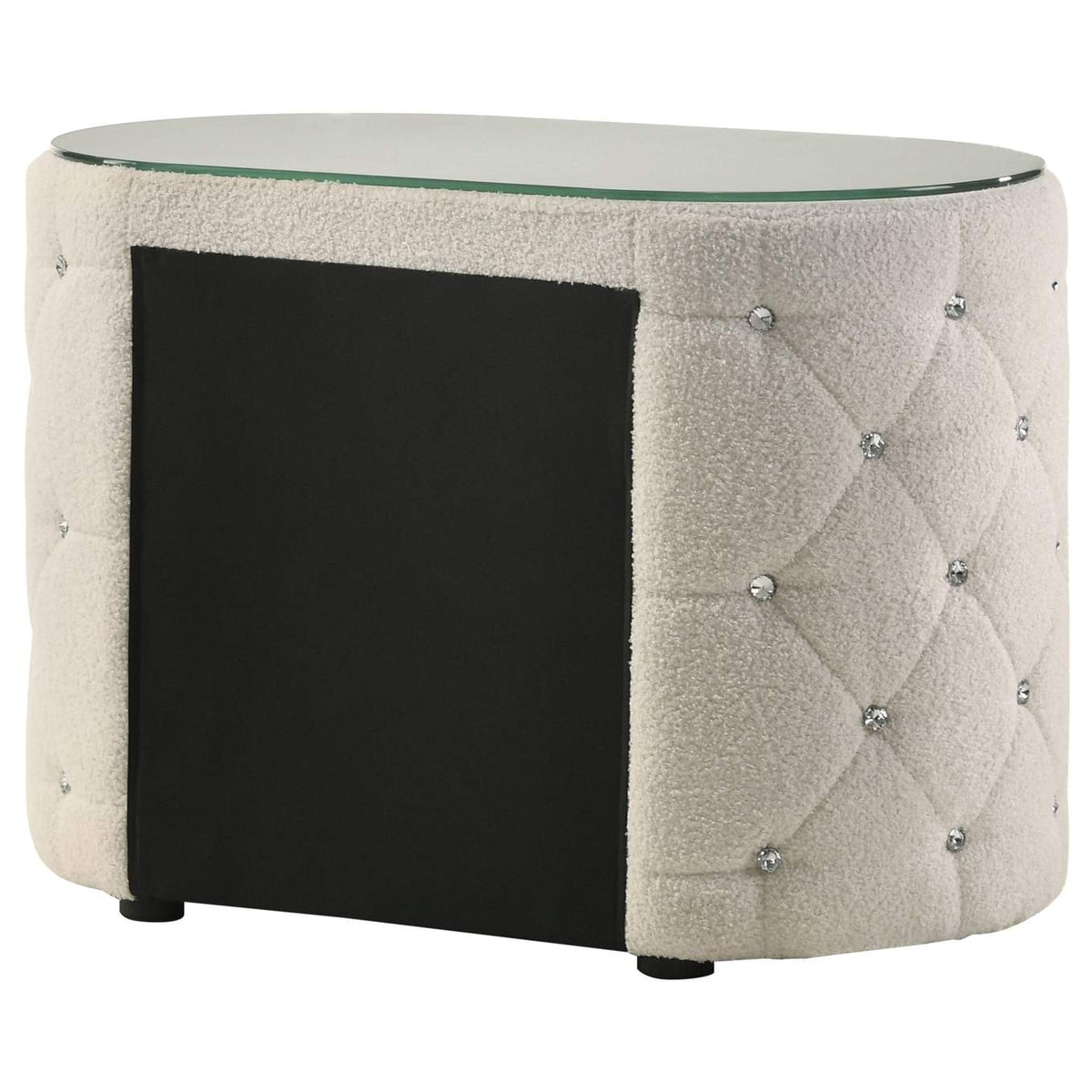 360112 Sonya 2-drawer Upholstered Nightstand Bedside Table Ivory