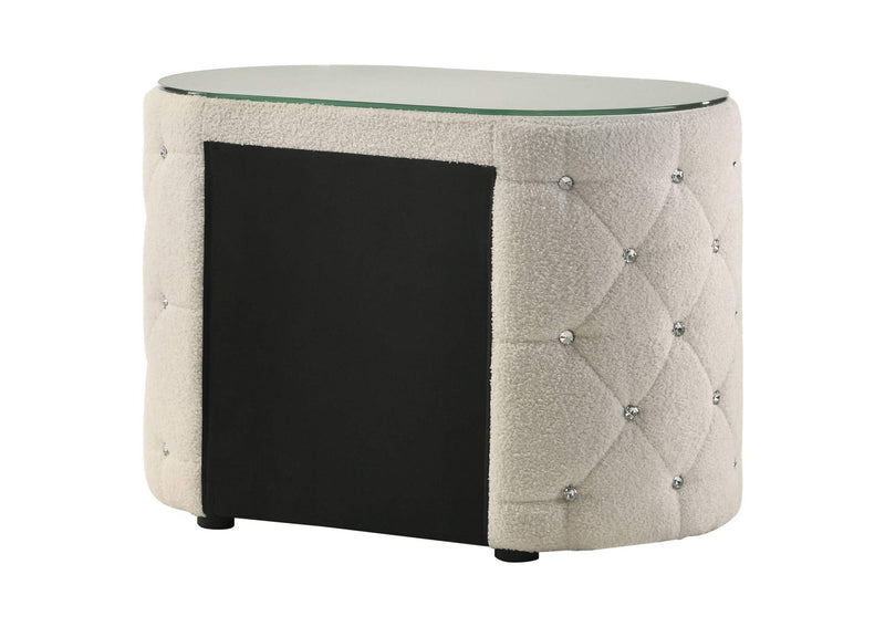 360112 Sonya 2-drawer Upholstered Nightstand Bedside Table Ivory