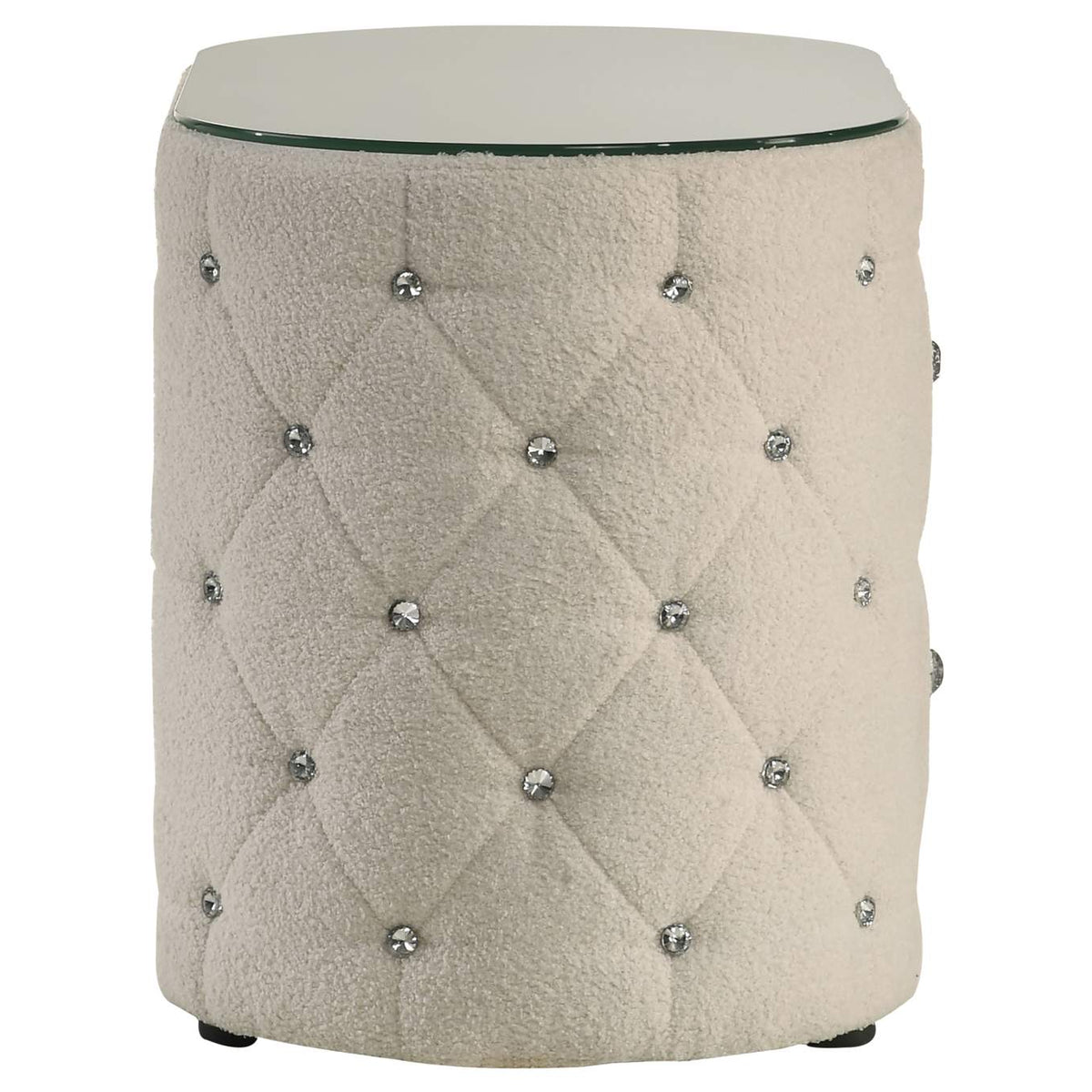 360112 Sonya 2-drawer Upholstered Nightstand Bedside Table Ivory