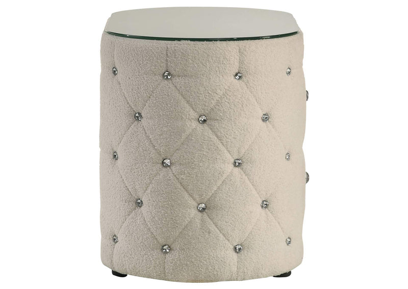 360112 Sonya 2-drawer Upholstered Nightstand Bedside Table Ivory