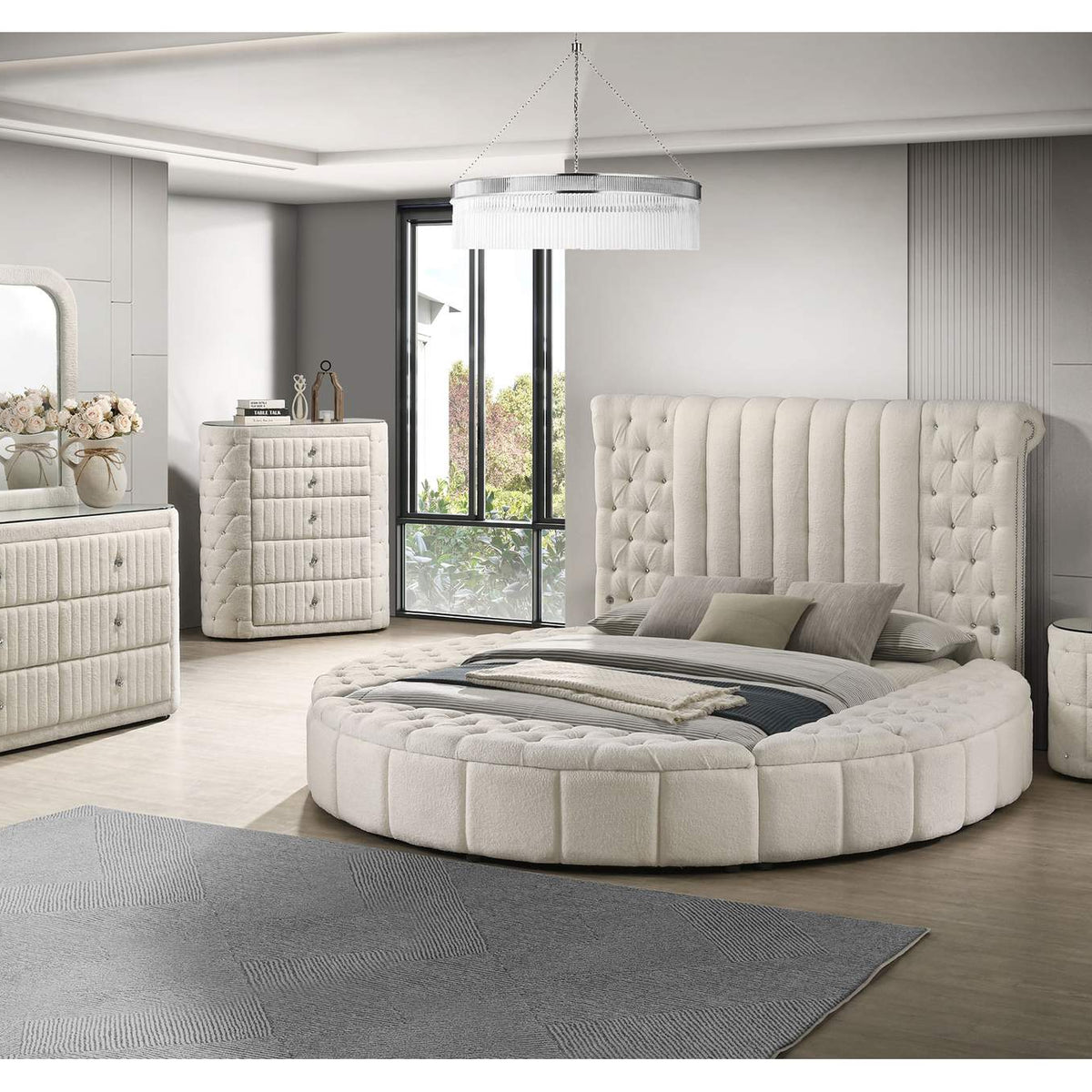 360112 Sonya 2-drawer Upholstered Nightstand Bedside Table Ivory