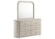360113M Sonya 6-drawer Upholstered Bedroom Dresser with Mirror Ivory