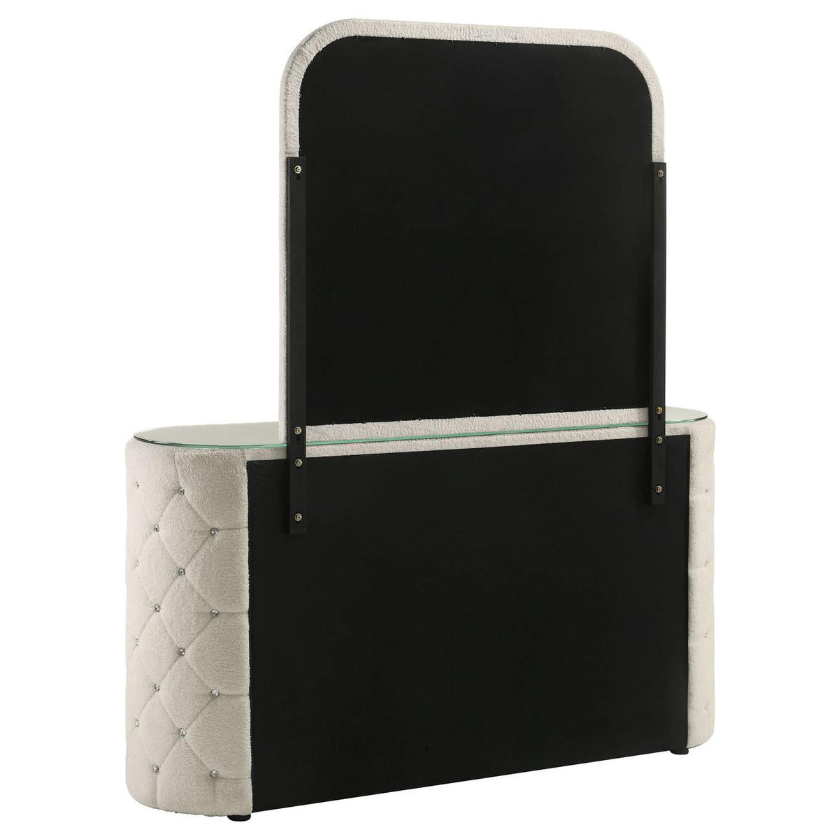 360113M Sonya 6-drawer Upholstered Bedroom Dresser with Mirror Ivory