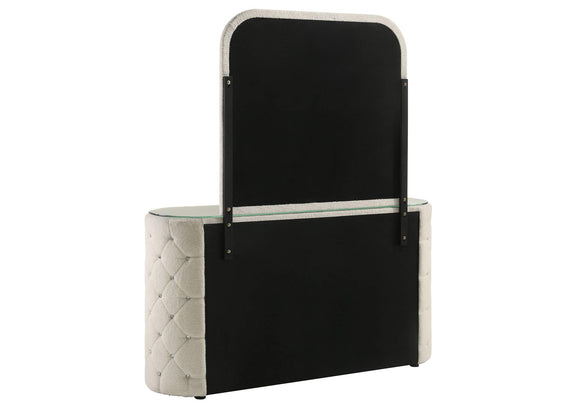 360113M Sonya 6-drawer Upholstered Bedroom Dresser with Mirror Ivory