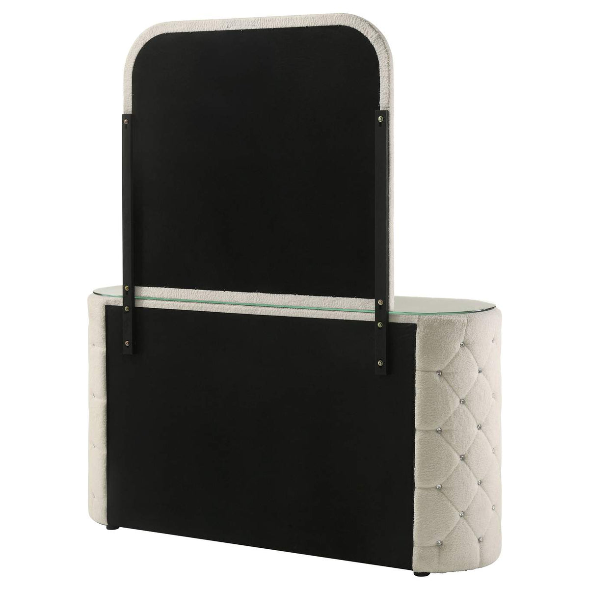 360113M Sonya 6-drawer Upholstered Bedroom Dresser with Mirror Ivory