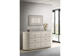 360113 Sonya 6-drawer Upholstered Bedroom Dresser Ivory
