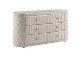 360113 Sonya 6-drawer Upholstered Bedroom Dresser Ivory