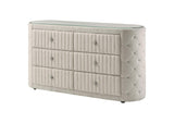 360113 Sonya 6-drawer Upholstered Bedroom Dresser Ivory