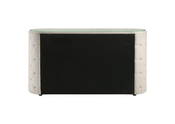 360113 Sonya 6-drawer Upholstered Bedroom Dresser Ivory