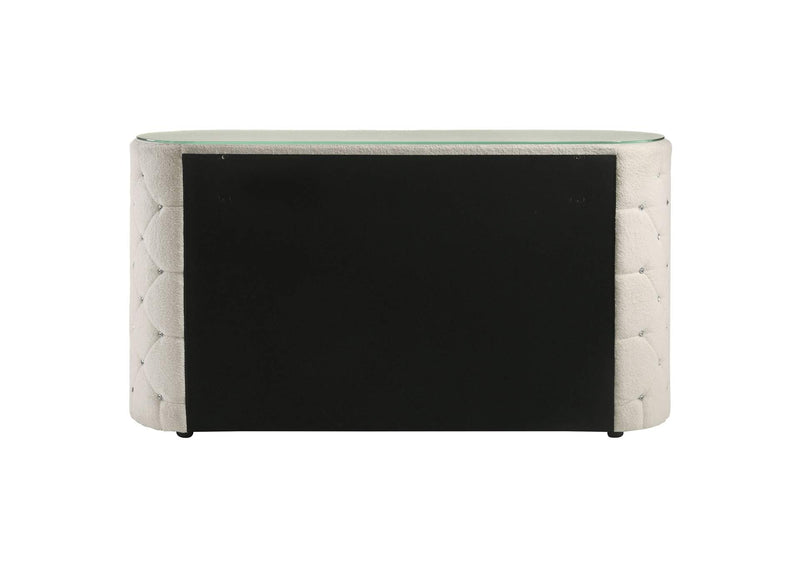 360113 Sonya 6-drawer Upholstered Bedroom Dresser Ivory