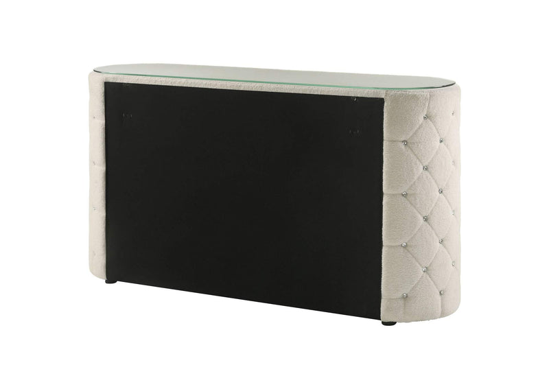 360113 Sonya 6-drawer Upholstered Bedroom Dresser Ivory