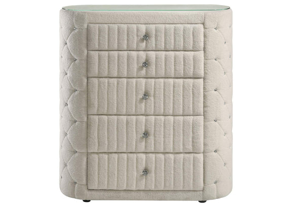 360115 Sonya 5-drawer Upholstered Bedroom Chest of Drawers Ivory