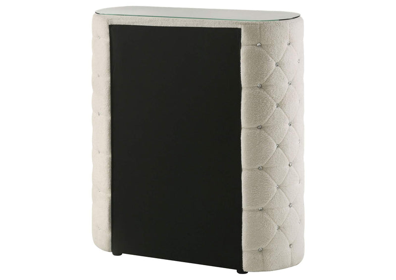 360115 Sonya 5-drawer Upholstered Bedroom Chest of Drawers Ivory