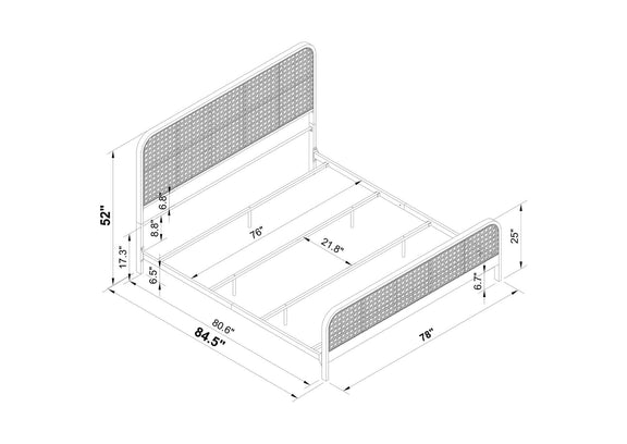 360250KE Lanewood Open Cane Webbing Metal Eastern King Bed Black