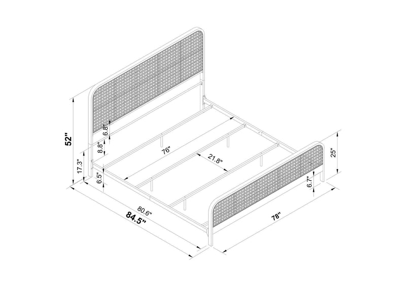 360250KE Lanewood Open Cane Webbing Metal Eastern King Bed Black