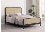 360250Q Lanewood Open Cane Webbing Metal Queen Bed Black