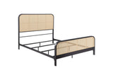 360250Q Lanewood Open Cane Webbing Metal Queen Bed Black
