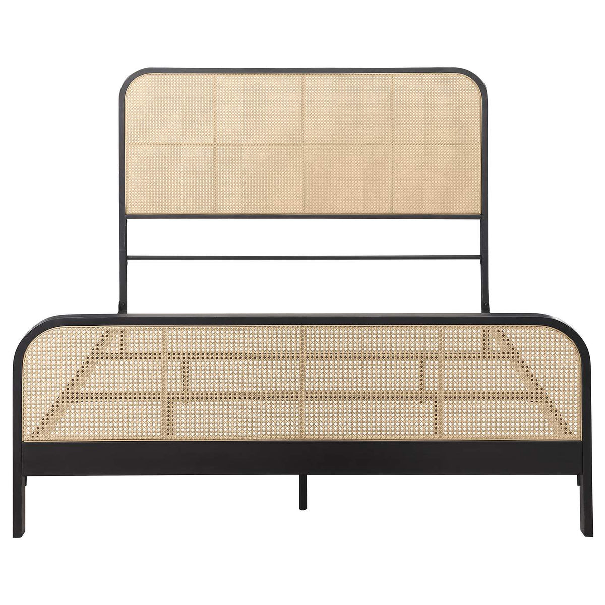 360250Q Lanewood Open Cane Webbing Metal Queen Bed Black