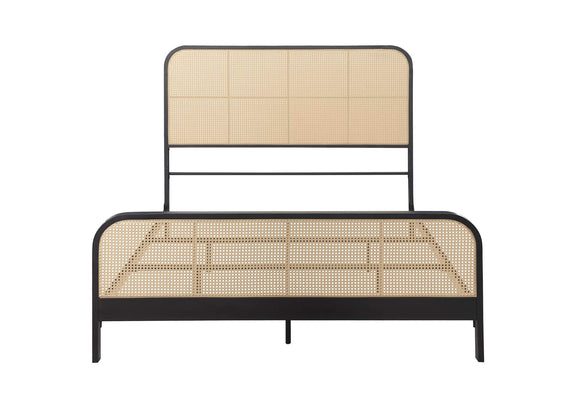 360250Q Lanewood Open Cane Webbing Metal Queen Bed Black