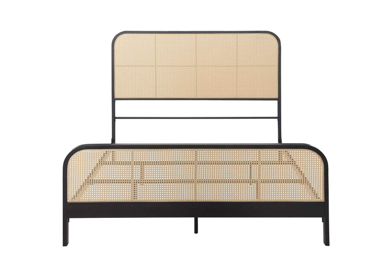 360250Q Lanewood Open Cane Webbing Metal Queen Bed Black