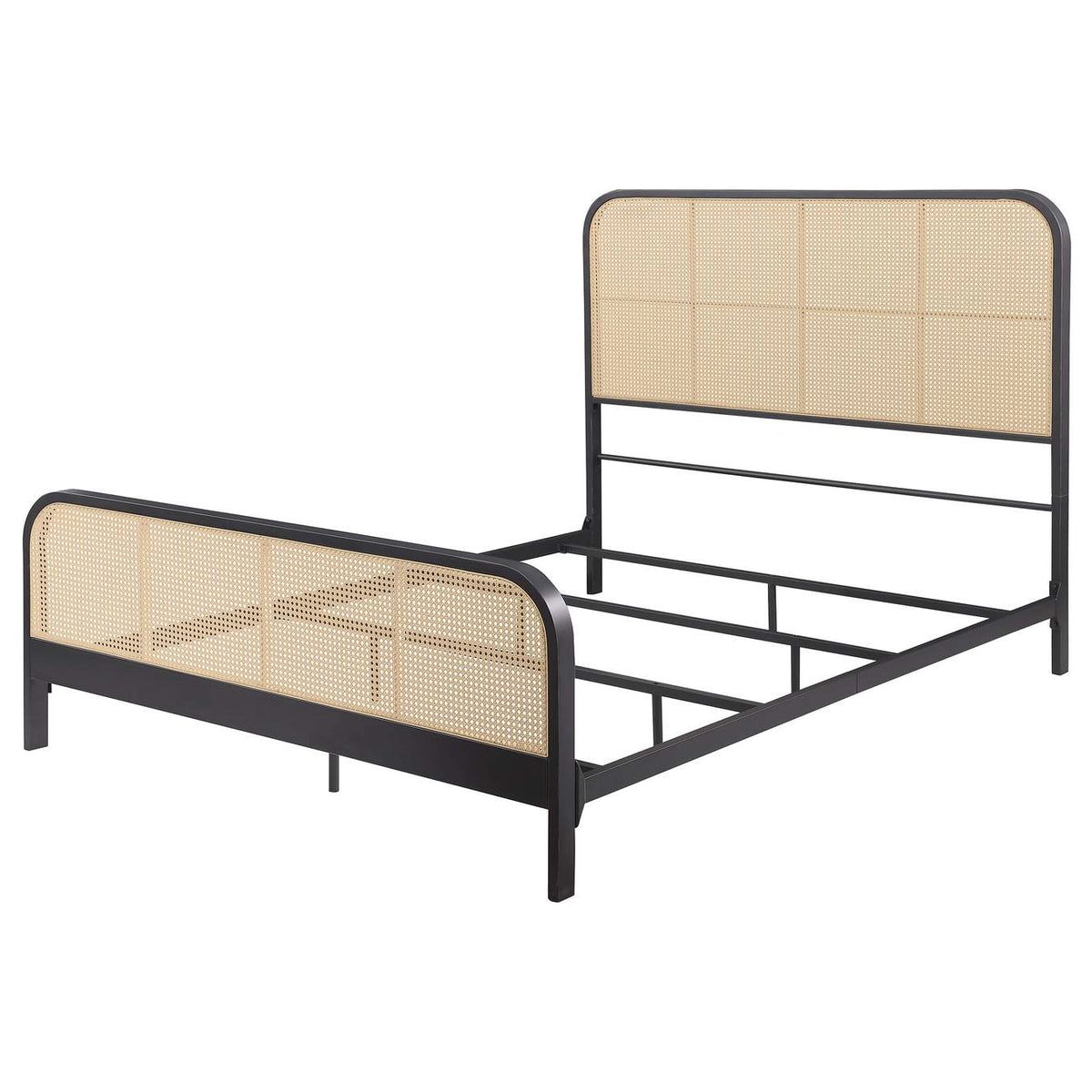 360250Q Lanewood Open Cane Webbing Metal Queen Bed Black
