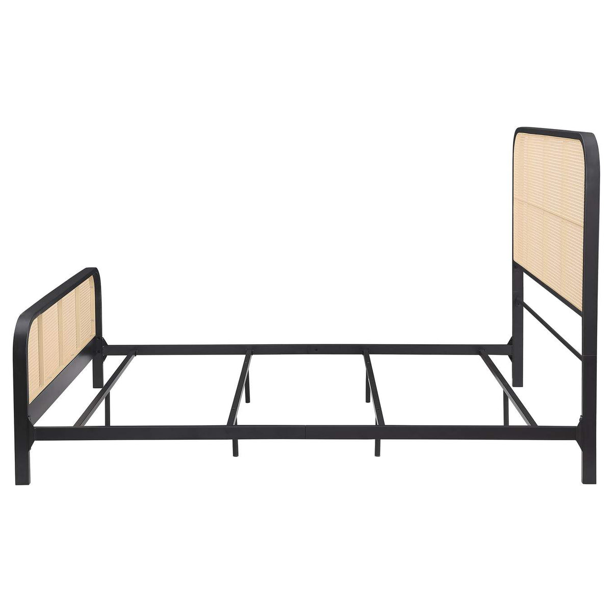 360250Q Lanewood Open Cane Webbing Metal Queen Bed Black